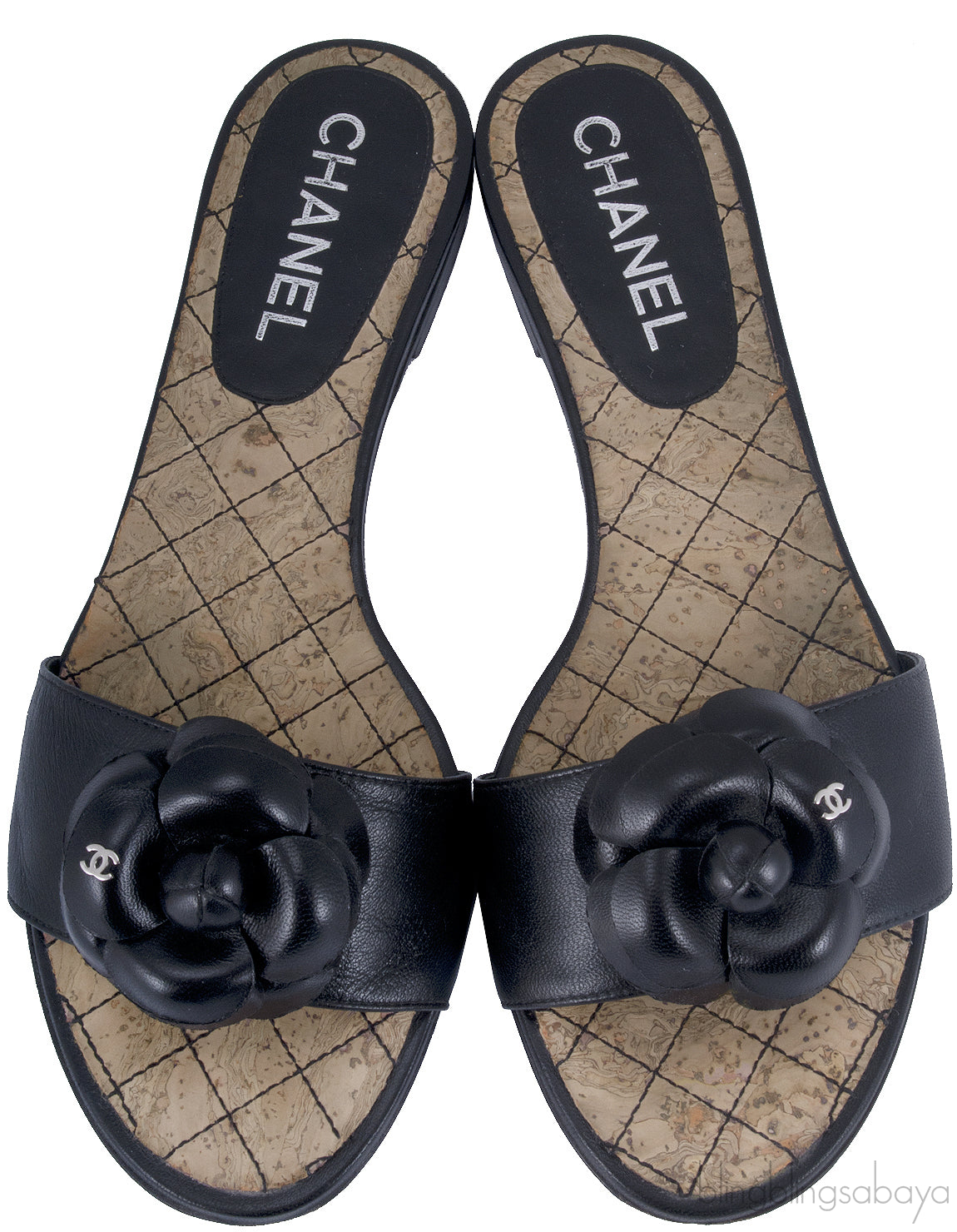 Black Camellia Flat Mules*