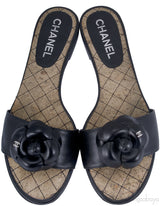 Black Camellia Flat Mules*