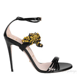 Gucci Black Bee Embellished Crystal Sandals