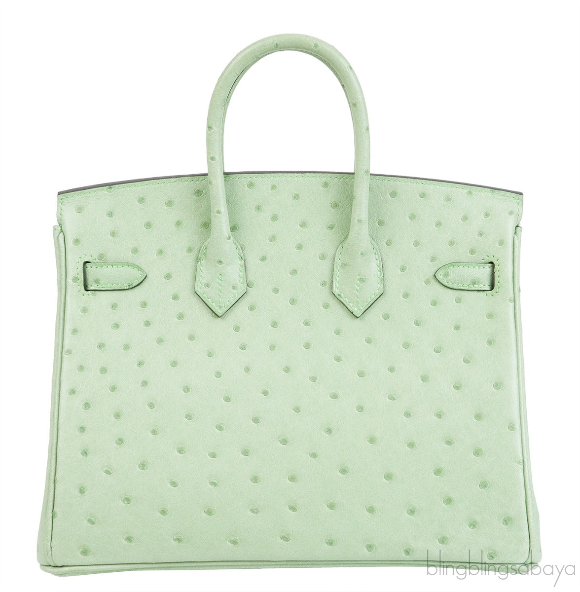 Birkin 25 Vert Criquet Ostrich GHW