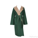 Emerald and Brown Reversible Wool Coat