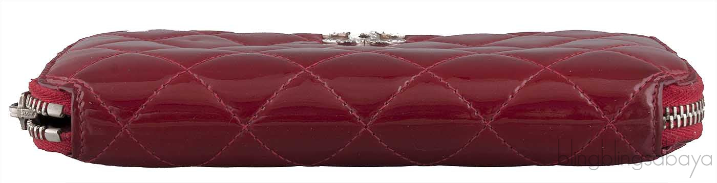Red Quilted Patent Long Wallet