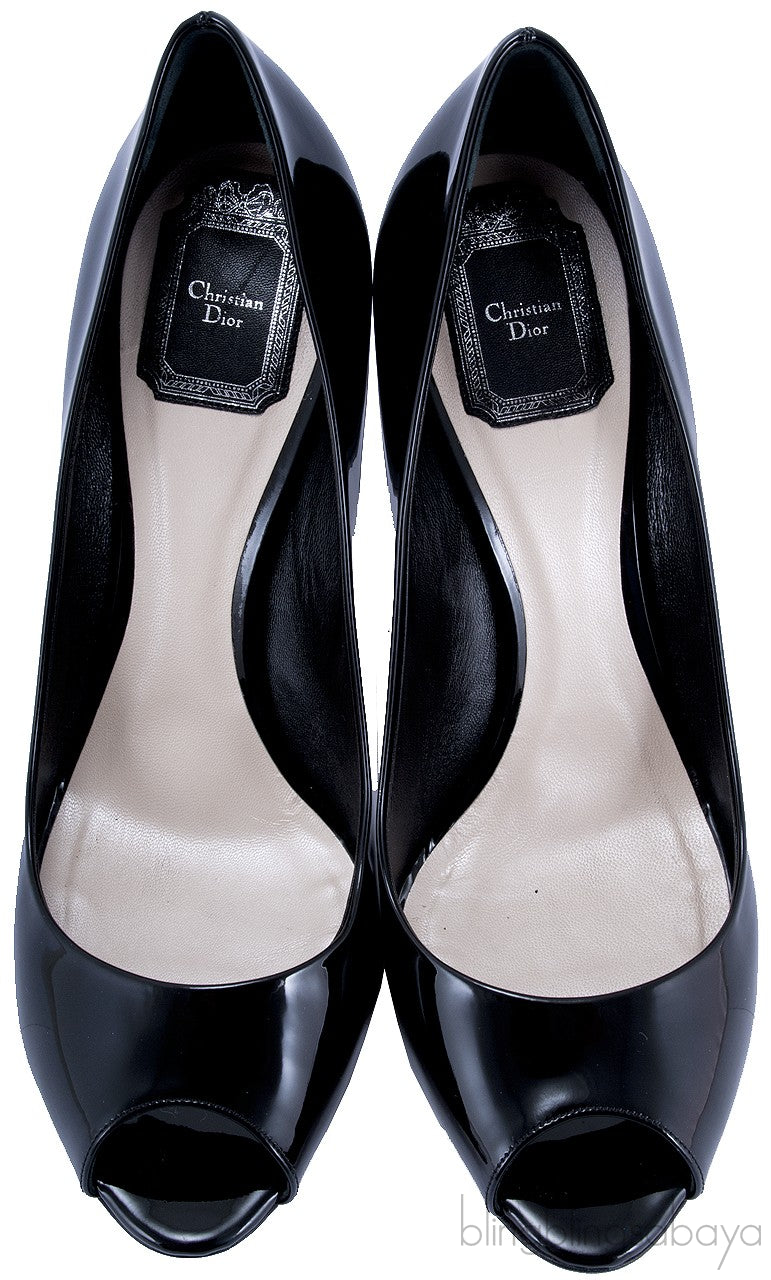 Black Patent Lucky Peep Toe