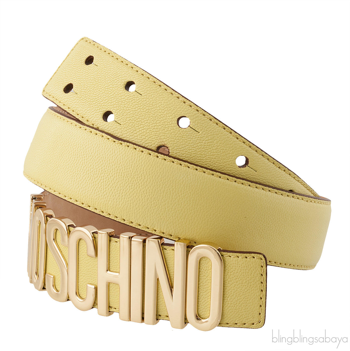 Yellow Logo Leather Belt