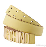 Yellow Logo Leather Belt