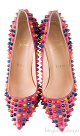 Multicolored Spike Purple Leather Pump