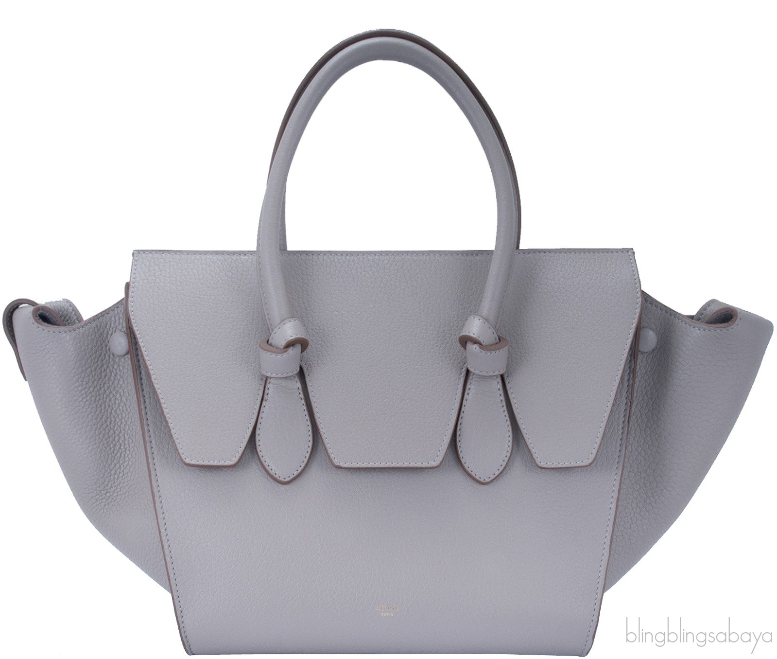 Taupe Leather Tie Tote Bag