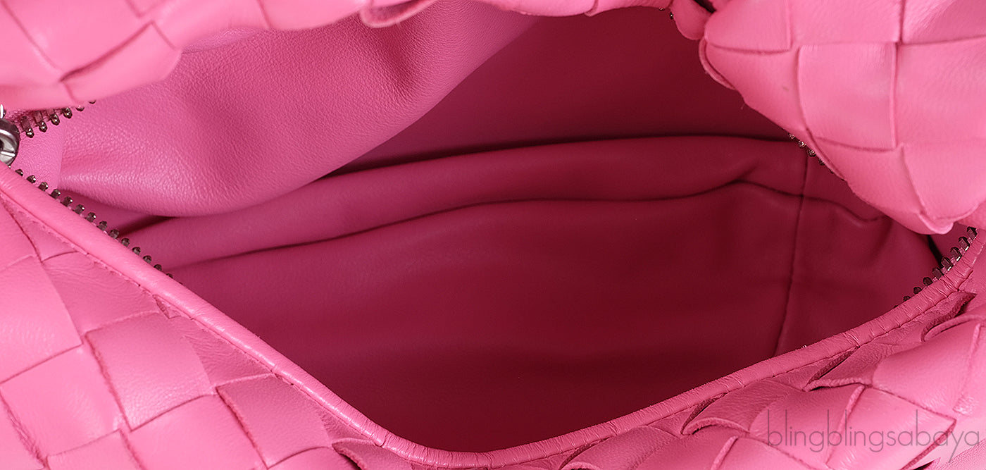 Pink Jodie Mini Knotted Intrecciato Leather Tote