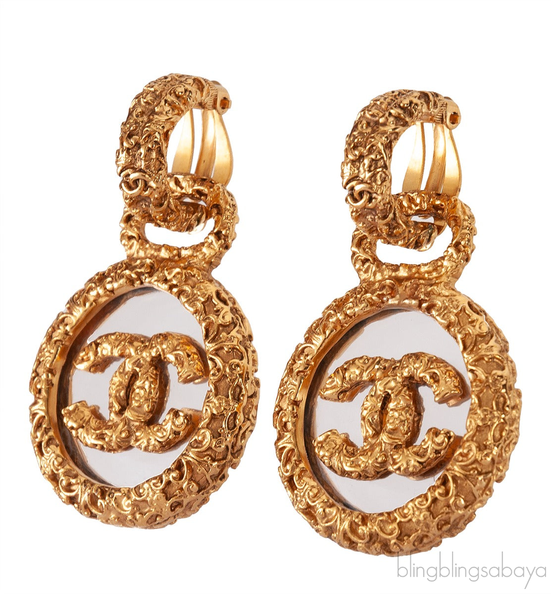 Vintage CC Round Dangling Earrings