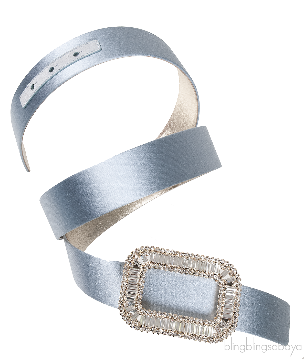 Roger Vivier Grey Pilgrim Satin Crystal Belt