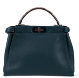 Fendi Selleria Peekaboo Dark Green Medium Python Handle Bag