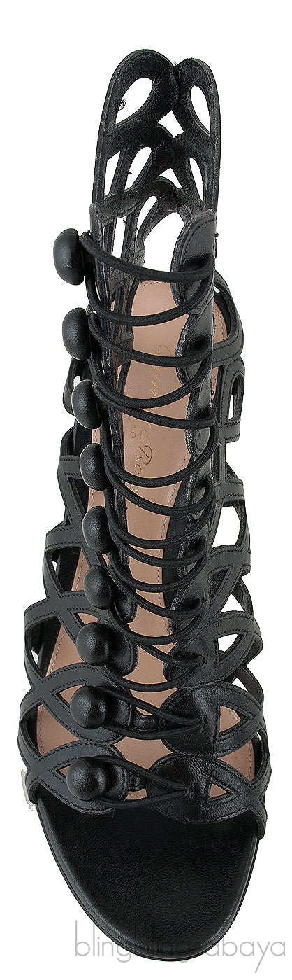 Black Vendome Cage Sandals
