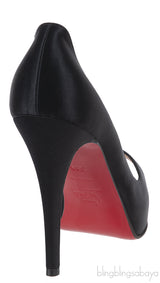 Christian Louboutin Prive Black Satin Peep Toe Pump