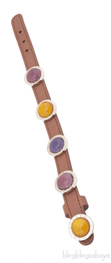 Multi-color Stone Leather Bracelet