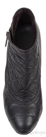 Black Mix Quilted Leather Ankle Boots