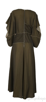 Bottega Veneta Olive Green V-neck Dress