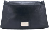 Rosette-appliquéd Leather Clutch