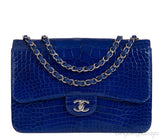 Classic Blue Iris Crocodile Jumbo Flap Bag