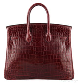 Birkin 25 Bordeaux Crocodile GHW