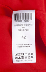 Red Pleated Silk Mousseline Maxi Dress