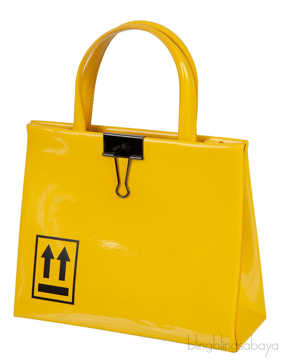 Yellow Patent Mini Box Bag