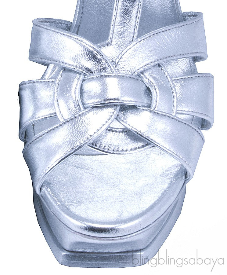 Tribute T-Strap Silver Sandals