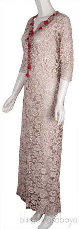 Lace Floral Crystal Maxi Dress