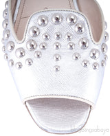 Studs Silver Saffiano Open Toe Slide