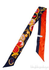 Christian Dior Silk Multicolor Zodiac Print Twilly