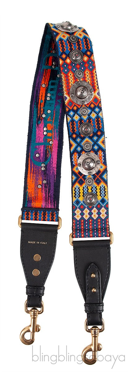 Canvas Embroidered Mexico Studded Shoulder Strap