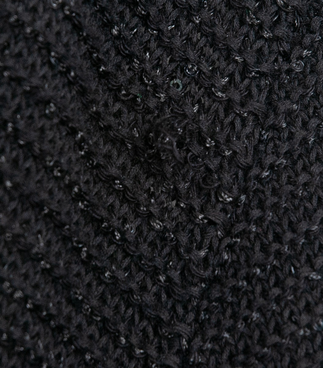 Black Sequin Long Sleeve Knitted Sweatshirt
