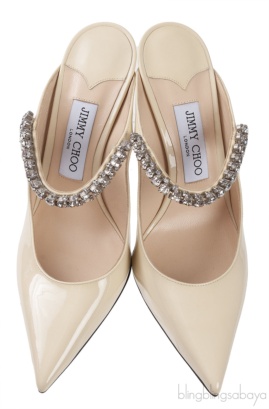 Off-white Bing 100 Crystal-Embellished Patent Leather Mules