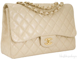 Beige CC Jumbo Flap Bag