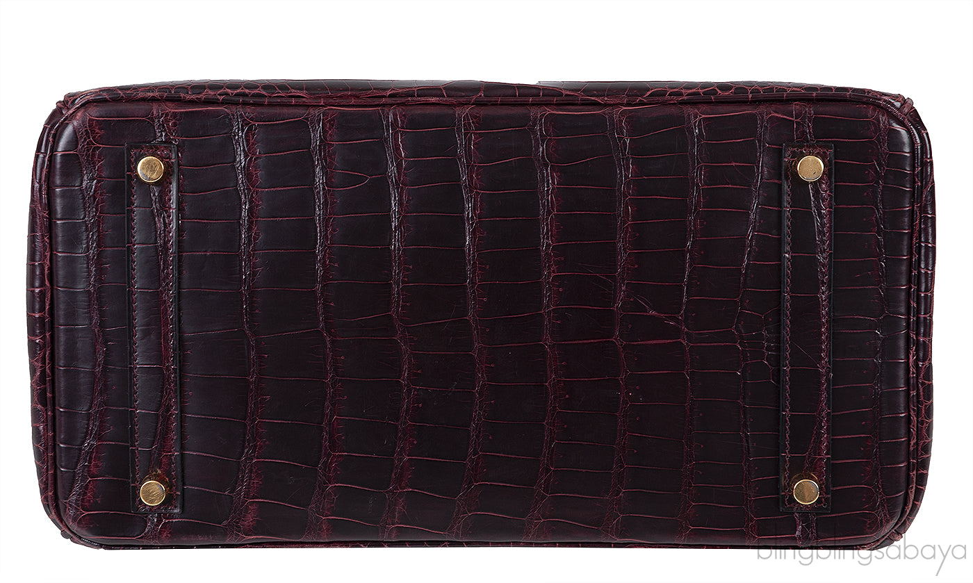 Birkin 35 Prune Crocodile Porosus GHW