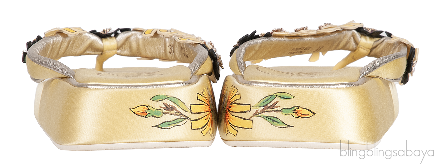 Roger Vivier Light Yellow Slide Blossom Platform Mule