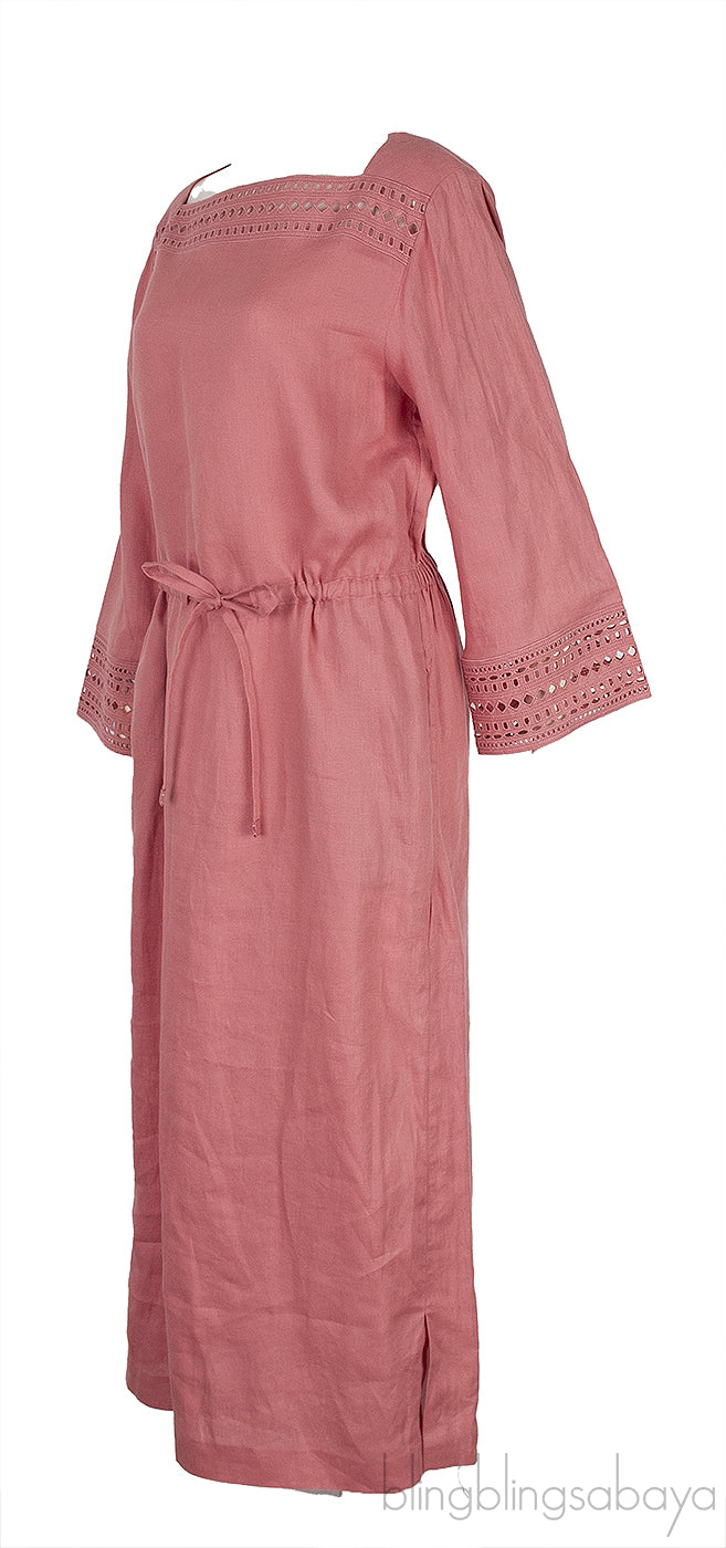 Norlia Pink Linen Midi Dress
