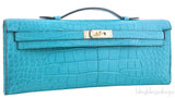 Kelly Cut Alligator Matte Bleu Paon