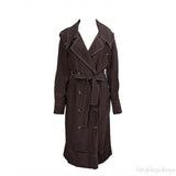 Rejina Pyo Brown Viscose Contrast-Stitch Trench Coat