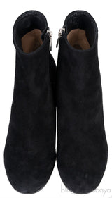 Black Suede Stacked Heels  Ankle Boots