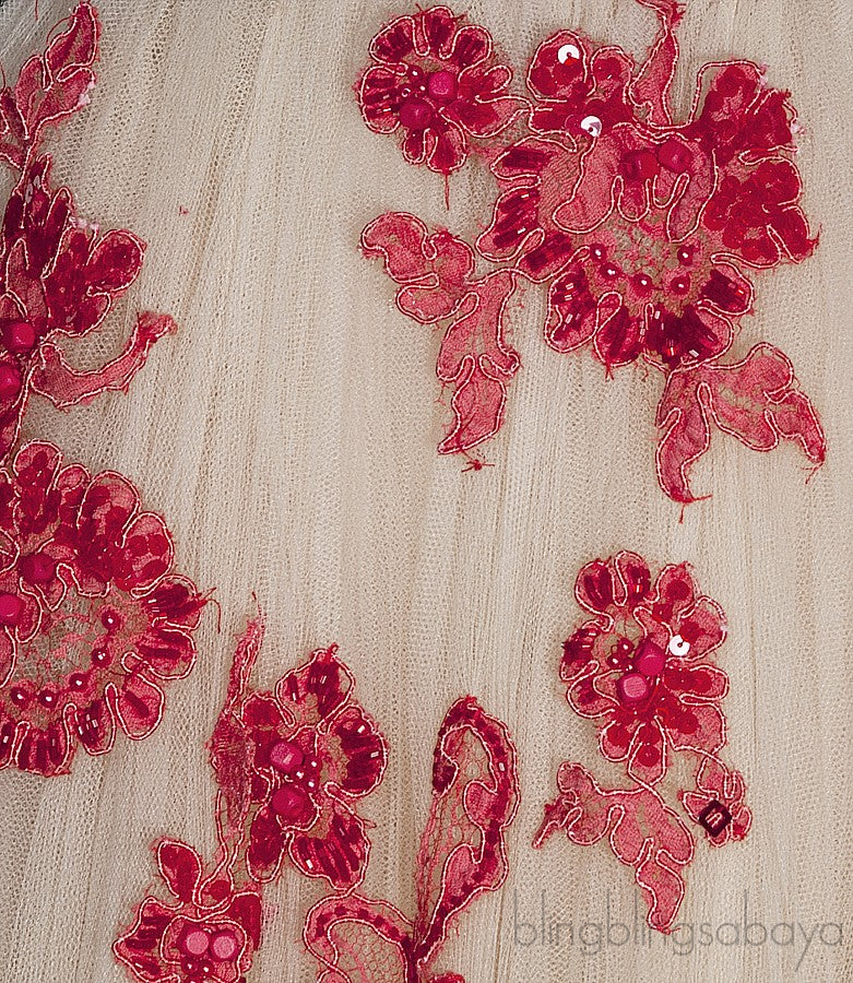 Floral Applique Nude Gown