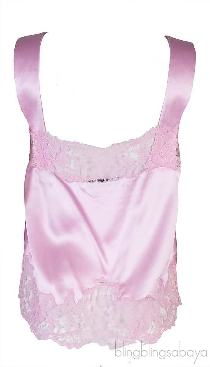 Pink Lace Trim Top