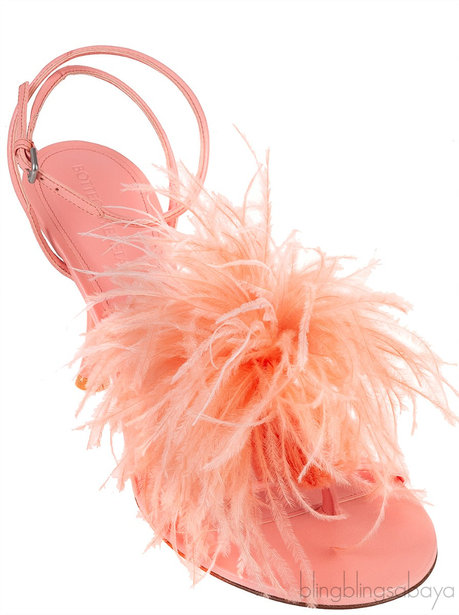 Dot Feather-trimmed Leather Sandals