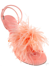 Dot Feather-trimmed Leather Sandals