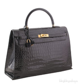 Kelly 35 Black Vintage Crocodile