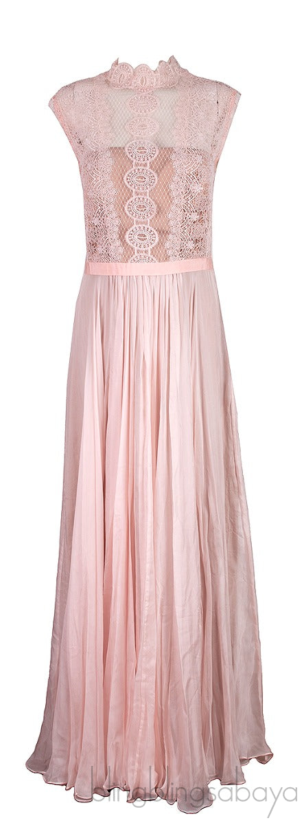 Peach Lace Sleeveless Dress