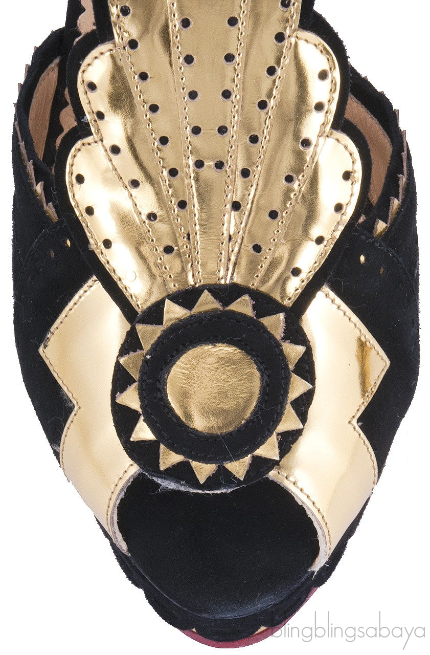 Sunset Art Deco Suede Pump