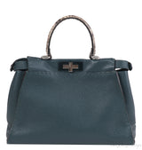 Fendi Selleria Peekaboo Dark Green Medium Python Handle Bag