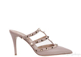 Nude Matte Rockstud Pointed Toe Mule