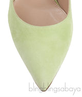 Apple Green Suede Pointed Toe Heels