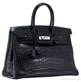 Birkin 35 Black Matte Crocodile PHW